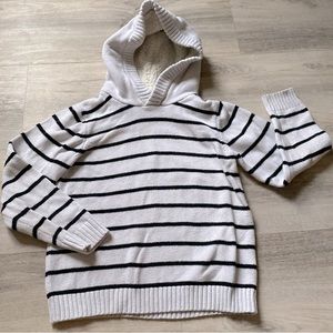 Janie and Jack White and Black Striped Hoodie Sweater Kids 8
